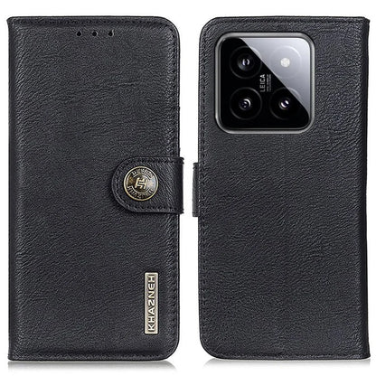 KHAZNEH For Xiaomi 14 Pro Case Leather Cowhide Texture Stand Shockproof Phone Cover