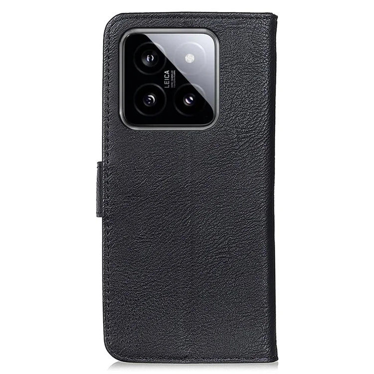 KHAZNEH For Xiaomi 14 Pro Case Leather Cowhide Texture Stand Shockproof Phone Cover