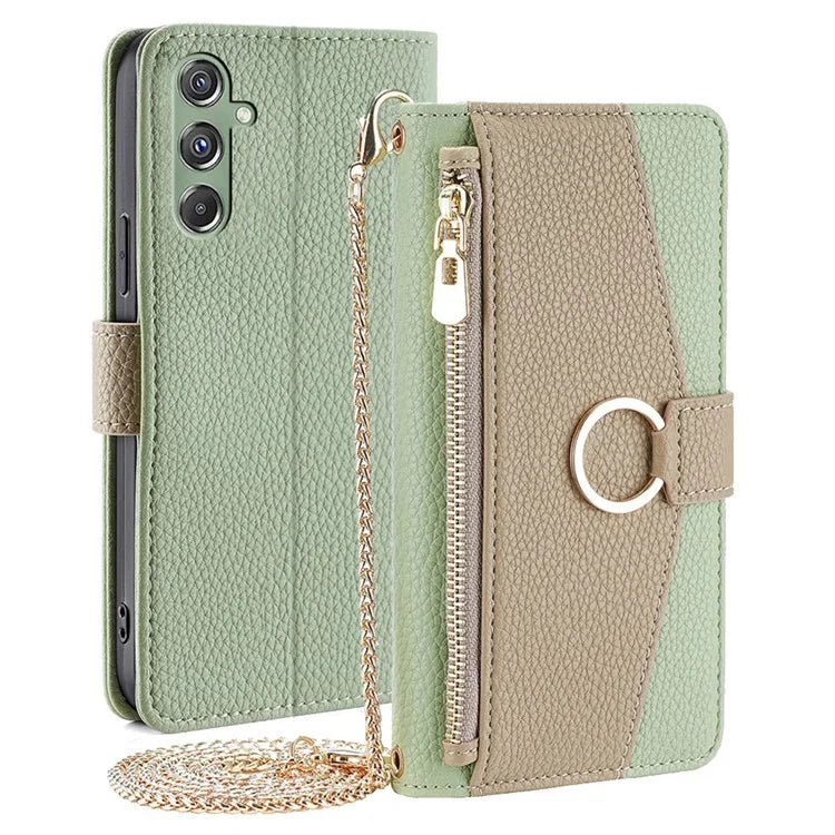 For Samsung Galaxy M34 5G / F34 5G Case PU Leather Crossbody Phone Cover with Makeup Mirror