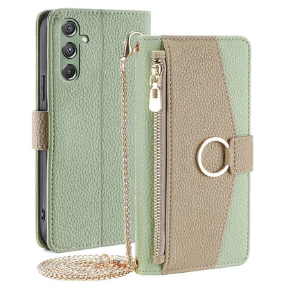 For Samsung Galaxy M34 5G / F34 5G Case PU Leather Crossbody Phone Cover with Makeup Mirror