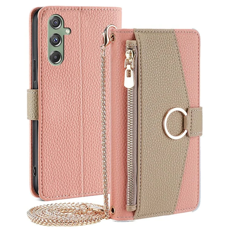 For Samsung Galaxy M34 5G / F34 5G Case PU Leather Crossbody Phone Cover with Makeup Mirror