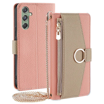 For Samsung Galaxy M34 5G / F34 5G Case PU Leather Crossbody Phone Cover with Makeup Mirror