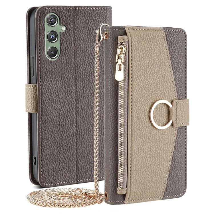 For Samsung Galaxy M34 5G / F34 5G Case PU Leather Crossbody Phone Cover with Makeup Mirror