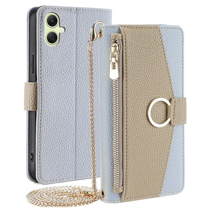 For Samsung Galaxy A05 4G Case Crossbody Wallet PU Leather Phone Cover with Makeup Mirror