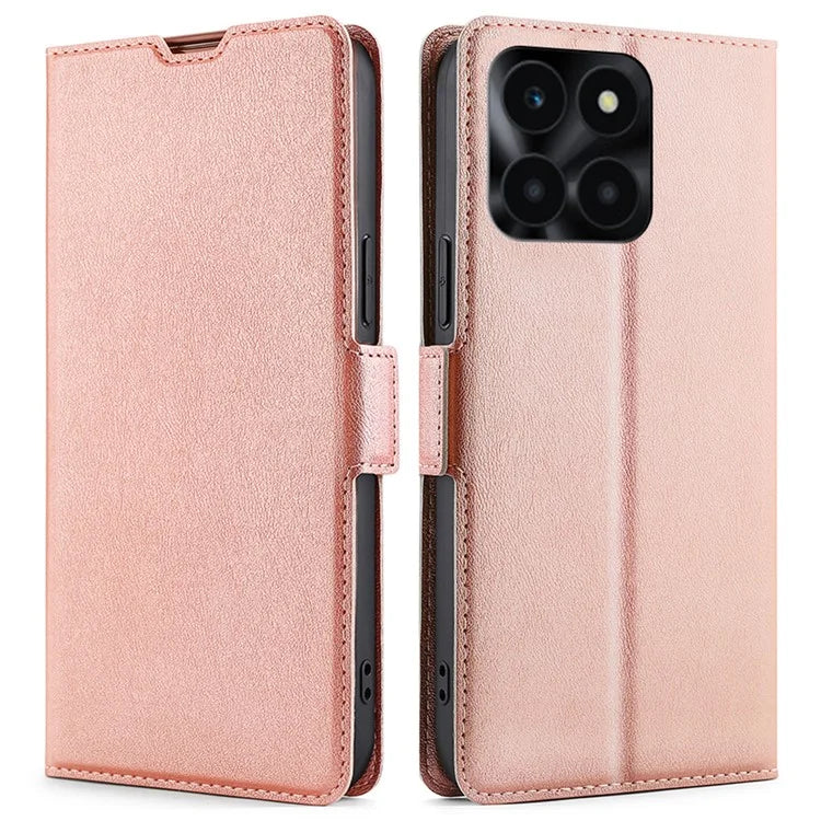 For Honor X6a 4G Case Scratch-resistant PU Leather Supporting Stand Card Slot Phone Protector