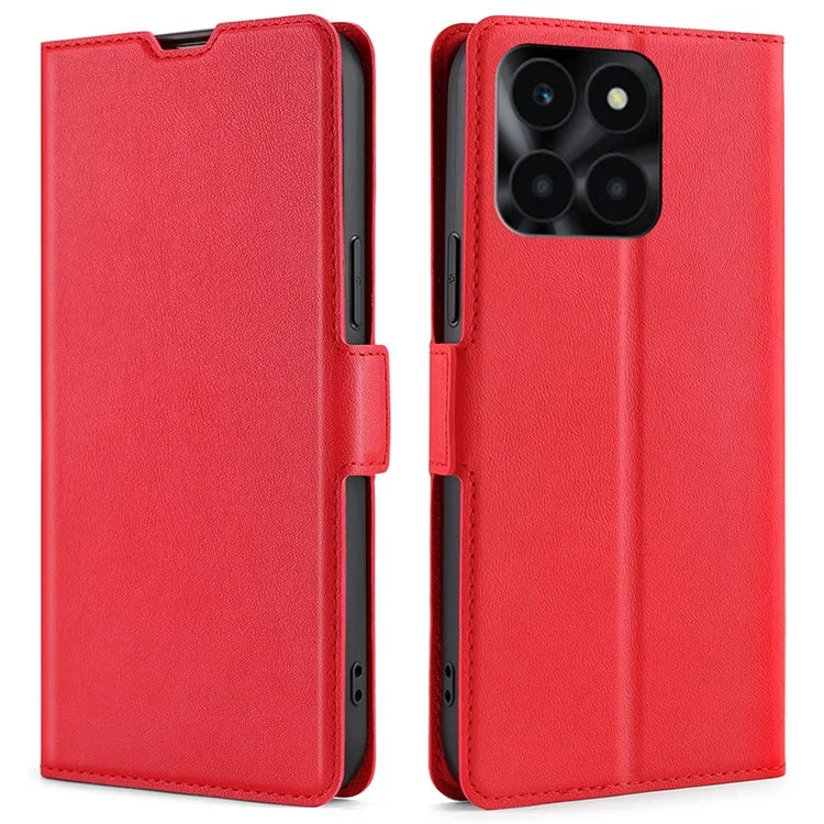 For Honor X6a 4G Case Scratch-resistant PU Leather Supporting Stand Card Slot Phone Protector
