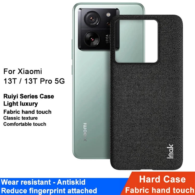 IMAK Ruiyi Series for Xiaomi 13T / 13T Pro Case Cloth Texture PU Leather+PC Phone Cover