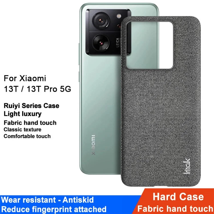 IMAK Ruiyi Series for Xiaomi 13T / 13T Pro Case Cloth Texture PU Leather+PC Phone Cover