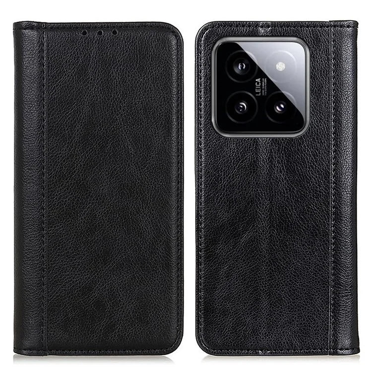 For Xiaomi 14 Case Litchi Texture Split Leather Cover with Wallet Stand
