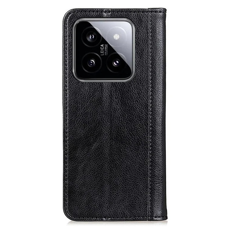 For Xiaomi 14 Case Litchi Texture Split Leather Cover with Wallet Stand