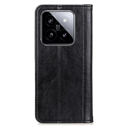 For Xiaomi 14 Case Litchi Texture Split Leather Cover with Wallet Stand