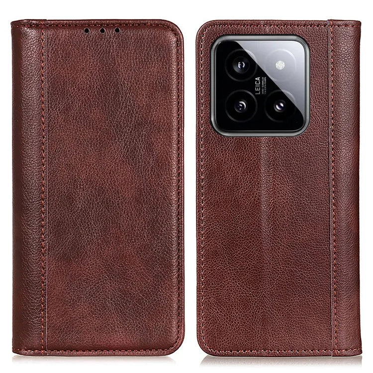 For Xiaomi 14 Case Litchi Texture Split Leather Cover with Wallet Stand