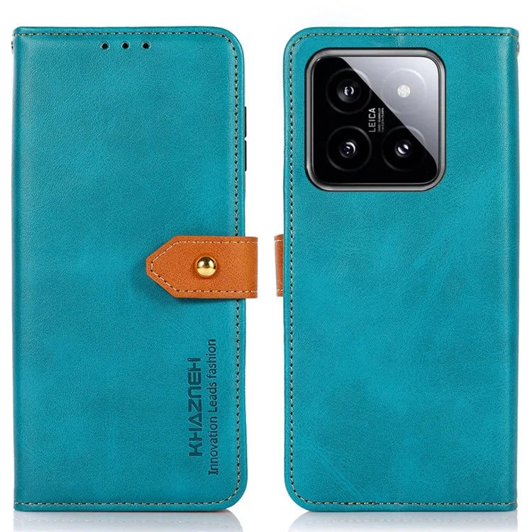 KHAZNEH For Xiaomi 14 Leather Case Gold Magnetic Buckle Wallet Cover