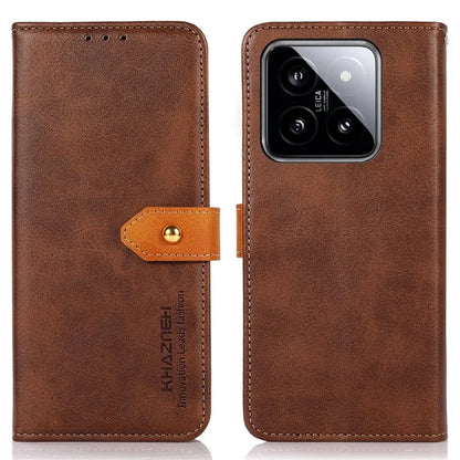 KHAZNEH For Xiaomi 14 Leather Case Gold Magnetic Buckle Wallet Cover