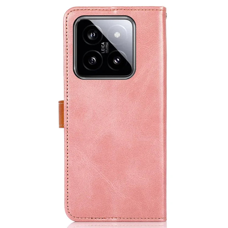 KHAZNEH For Xiaomi 14 Leather Case Gold Magnetic Buckle Wallet Cover