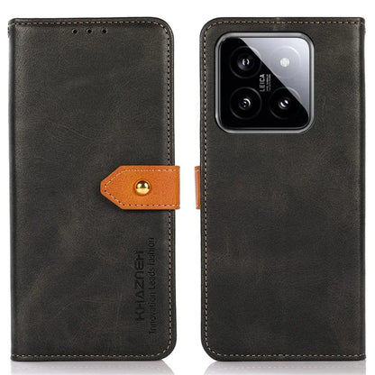 KHAZNEH For Xiaomi 14 Leather Case Gold Magnetic Buckle Wallet Cover