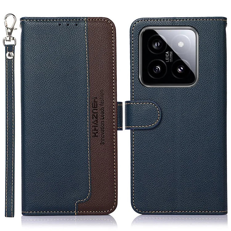 KHAZNEH For Xiaomi 14 Pro Case RFID Blocking Litchi Texture Wallet Phone Cover