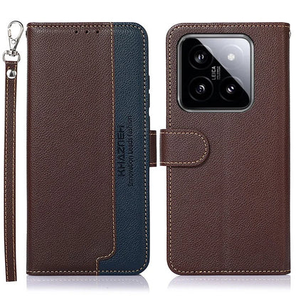 KHAZNEH For Xiaomi 14 Pro Case RFID Blocking Litchi Texture Wallet Phone Cover