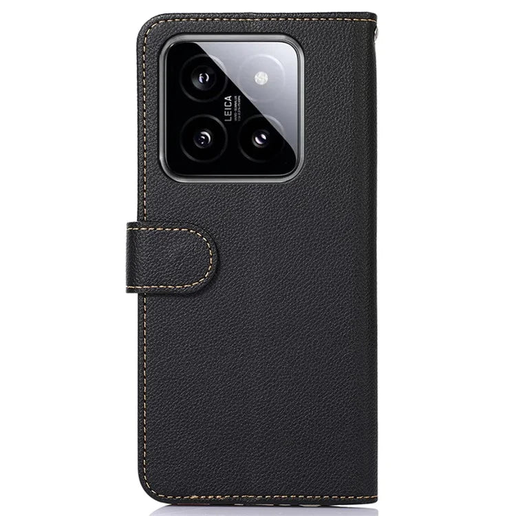 KHAZNEH For Xiaomi 14 Pro Case RFID Blocking Litchi Texture Wallet Phone Cover