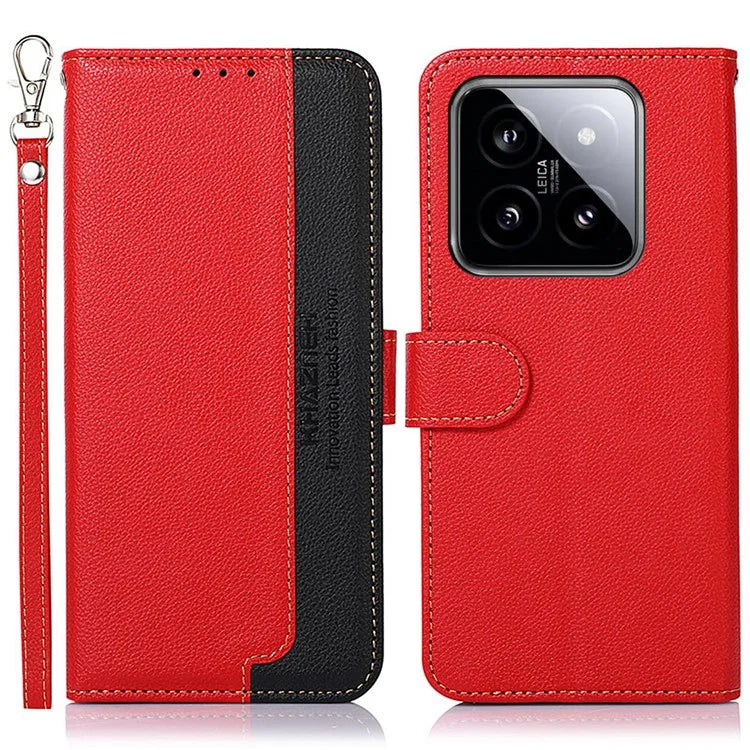 KHAZNEH For Xiaomi 14 Pro Case RFID Blocking Litchi Texture Wallet Phone Cover