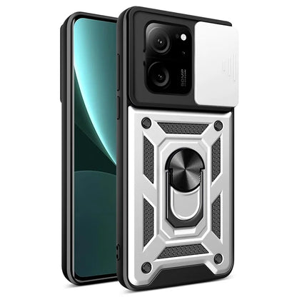 For Xiaomi Redmi K60 Ultra / 13T /  13T Pro Case PC+TPU Kickstand Phone Cover + Slide Lens Protection