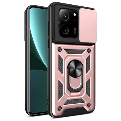 For Xiaomi Redmi K60 Ultra / 13T /  13T Pro Case PC+TPU Kickstand Phone Cover + Slide Lens Protection