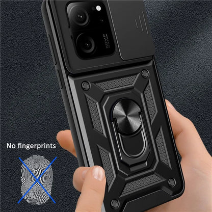For Xiaomi Redmi K60 Ultra / 13T /  13T Pro Case PC+TPU Kickstand Phone Cover + Slide Lens Protection