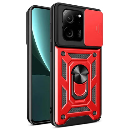 For Xiaomi Redmi K60 Ultra / 13T /  13T Pro Case PC+TPU Kickstand Phone Cover + Slide Lens Protection