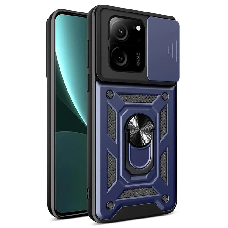 For Xiaomi Redmi K60 Ultra / 13T /  13T Pro Case PC+TPU Kickstand Phone Cover + Slide Lens Protection