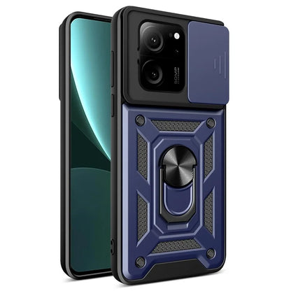 For Xiaomi Redmi K60 Ultra / 13T /  13T Pro Case PC+TPU Kickstand Phone Cover + Slide Lens Protection
