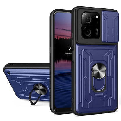 For Xiaomi Redmi K60 Ultra / 13T / 13T Pro Case PC+TPU Slide Lens Guard Phone Cover with Kickstand