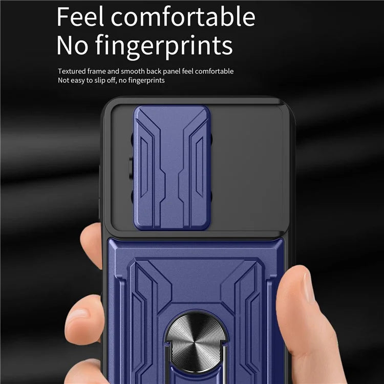 For Xiaomi Redmi K60 Ultra / 13T / 13T Pro Case PC+TPU Slide Lens Guard Phone Cover with Kickstand