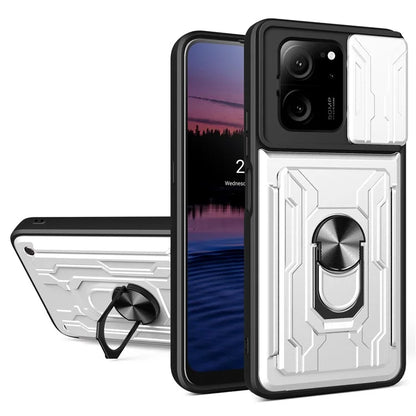 For Xiaomi Redmi K60 Ultra / 13T / 13T Pro Case PC+TPU Slide Lens Guard Phone Cover with Kickstand