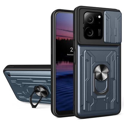 For Xiaomi Redmi K60 Ultra / 13T / 13T Pro Case PC+TPU Slide Lens Guard Phone Cover with Kickstand