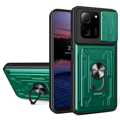 For Xiaomi Redmi K60 Ultra / 13T / 13T Pro Case PC+TPU Slide Lens Guard Phone Cover with Kickstand