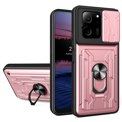 For Xiaomi Redmi K60 Ultra / 13T / 13T Pro Case PC+TPU Slide Lens Guard Phone Cover with Kickstand
