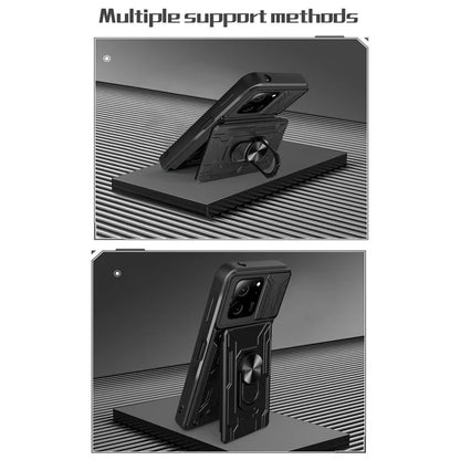 For Xiaomi Redmi K60 Ultra / 13T / 13T Pro Case PC+TPU Slide Lens Guard Phone Cover with Kickstand