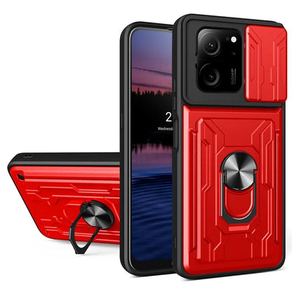 For Xiaomi Redmi K60 Ultra / 13T / 13T Pro Case PC+TPU Slide Lens Guard Phone Cover with Kickstand