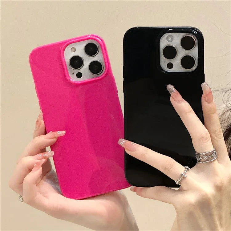 For iPhone 15 Pro Phone Case Glossy Surface Flexible TPU Cover