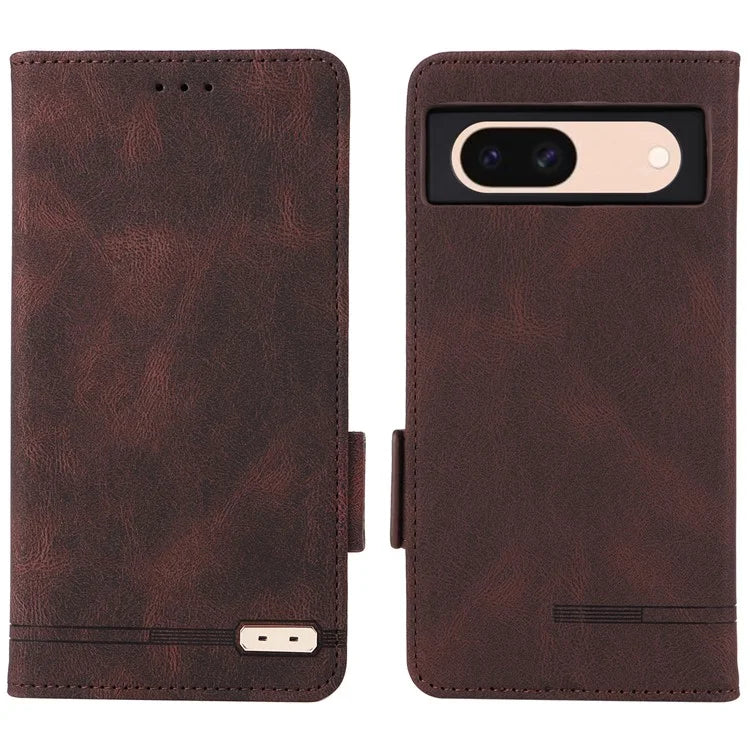 For Google Pixel 8a Case Hardware Decor PU Leather Stand Phone Cover