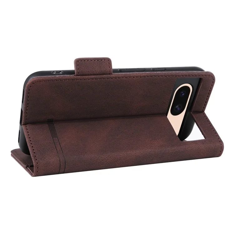 For Google Pixel 8a Case Hardware Decor PU Leather Stand Phone Cover