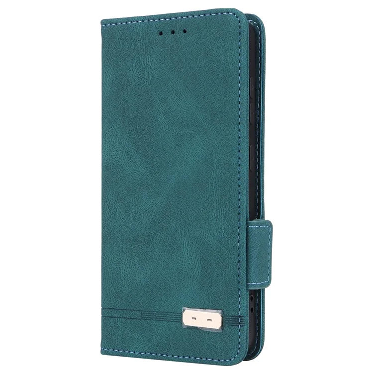 For Samsung Galaxy S24 Case PU Leather Wallet Stand Hardware Decor Phone Protector