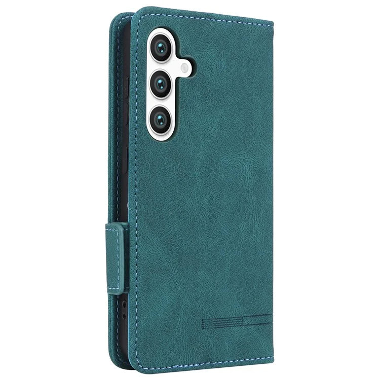 For Samsung Galaxy S24 Case PU Leather Wallet Stand Hardware Decor Phone Protector