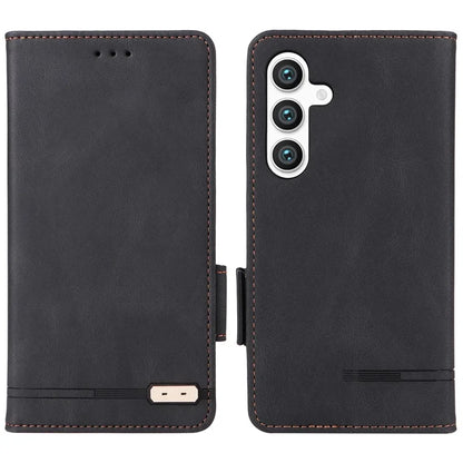 For Samsung Galaxy S24 Case PU Leather Wallet Stand Hardware Decor Phone Protector