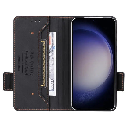 For Samsung Galaxy S24 Case PU Leather Wallet Stand Hardware Decor Phone Protector