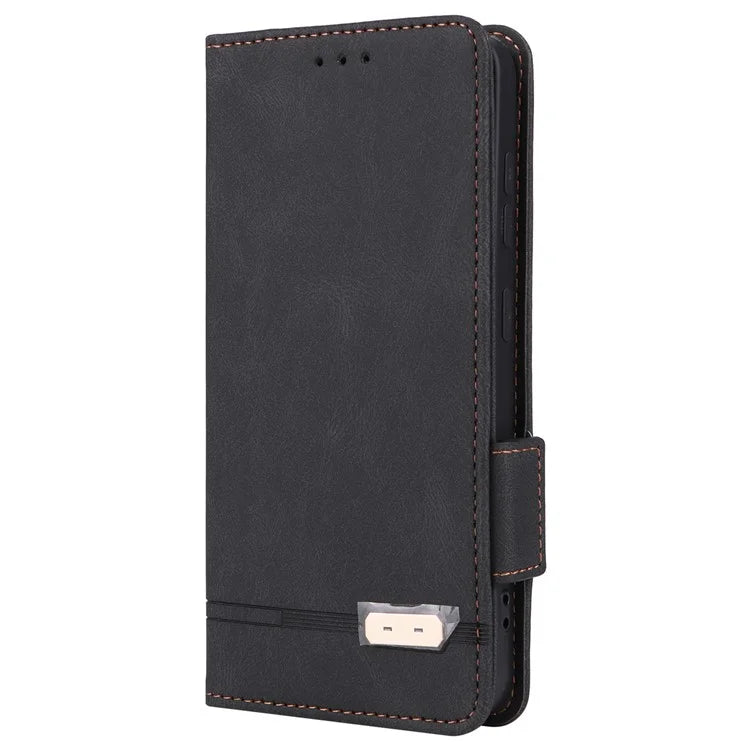 For Samsung Galaxy S24 Case PU Leather Wallet Stand Hardware Decor Phone Protector