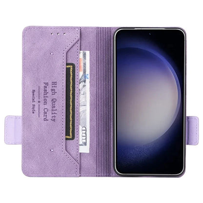 For Samsung Galaxy S24 Case PU Leather Wallet Stand Hardware Decor Phone Protector