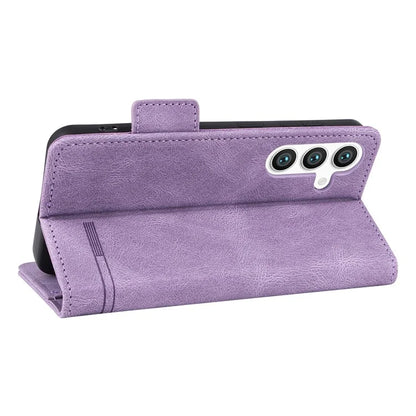 For Samsung Galaxy S24 Case PU Leather Wallet Stand Hardware Decor Phone Protector