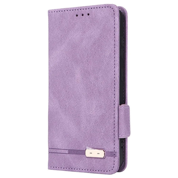 For Samsung Galaxy S24 Case PU Leather Wallet Stand Hardware Decor Phone Protector