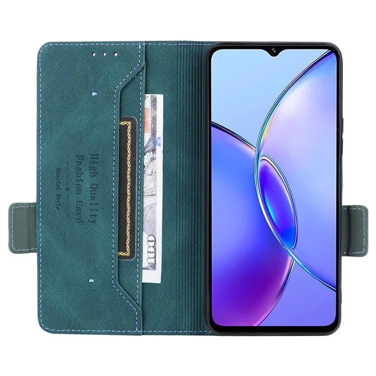 For vivo Y17s 4G Case PU Leather Wallet Hardware Decor Scratch-resistant Phone Shell